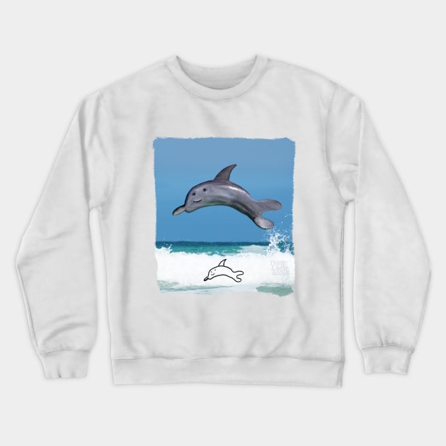 Diving Dolphin Crewneck Sweatshirt by Things I Have Drawn